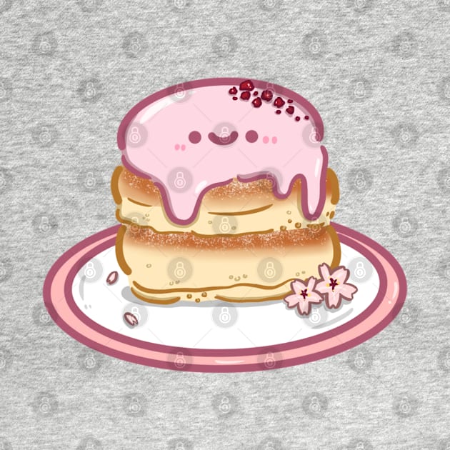 Kawaii japanese sakura fluffy souffle pancake design sticker by Marie.c.doodles